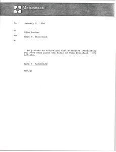 Memorandum from Mark H. McCormack to Edna Landau