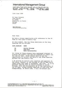 Letter from Mark H. McCormack to Sean Connery