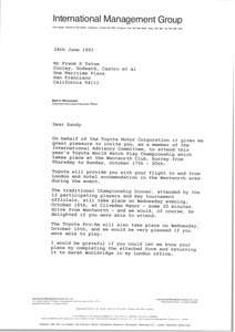 Letter from Mark H. McCormack to Frank D. Tatum