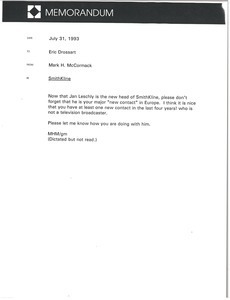 Memorandum from Mark H. McCormack to Eric Drossart