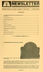 Newsletter of the Association for Gravestone Studies. Vol. 13, no. 2
