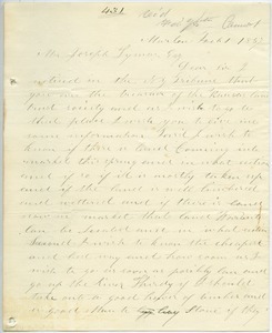 Letter from Remember Griffin to Joseph Lyman