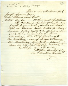 Letter from Stephen Arnold to Joseph Lyman