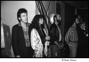 MUSE concert and rally: Bruce Springsteen (left) with MUSE concert staff backstage