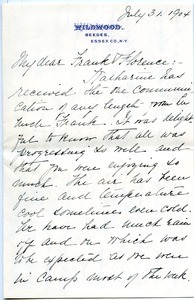 Letter from Annie Jean Lyman White to Florence Porter Lyman and Frank Lyman