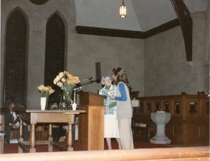 Adi Bemack (right) and Margaret Holt at the Margaret Holt dinner, First Congregational Church, Amherst