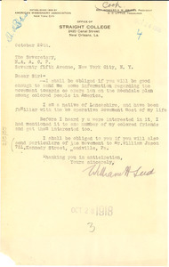 Letter from William H. Leed to The National Association for the Advancement of Colored People