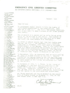 Circular letter from Emergency Civil Liberties Committee to W. E. B. Du Bois