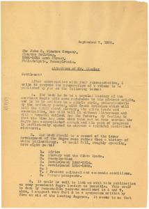 Letter from W. E. B. Du Bois to John C. Winston Company