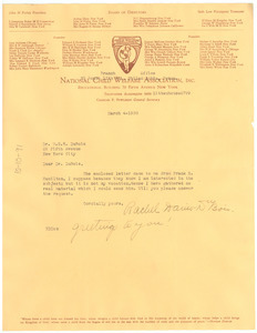 Letter from Rachel Davis Du Bois to W. E. B. Du Bois