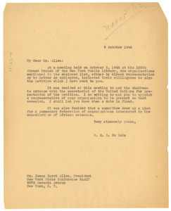 Letter from W. E. B. Du Bois to NAACP New York State Conference