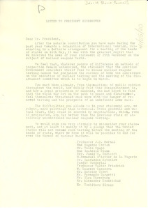 Letter from World Peace Council to President Eisenhower