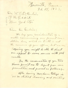 Letter from Martin W. Hawkins to W. E. B. Du Bois