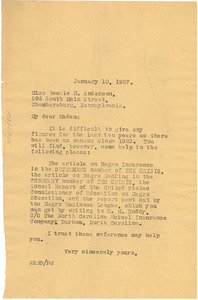 Letter from W. E. B. Du Bois to Bessie Mossell Anderson