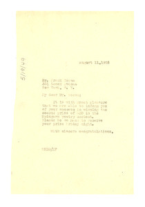 Letter from W. E. B. Du Bois to Frank Horne