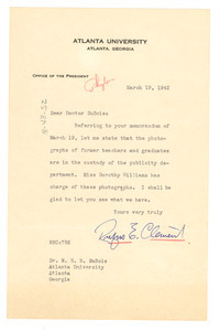 Memo from Rufus E. Clement to W. E. B. Du Bois