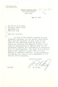 Letter from Phelps-Stokes Fund to W. E. B. Du Bois