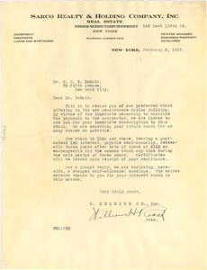 Letter from Sarco Realty & Holding Company, Inc. to W. E. B. Du Bois