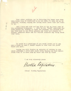 Letter from Hertha Vogelstein to W. E. B. Du Bois