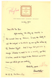 Letter from Elmer Adler to W. E. B. Du Bois