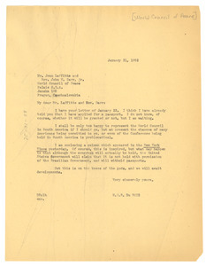 Letter from W. E. B. Du Bois to World Peace Council