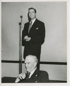 Unidentified man speaking at Thanksgiving dinner