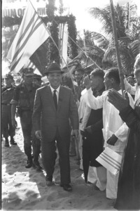 President Thieu with villagers in Central Vietnam.