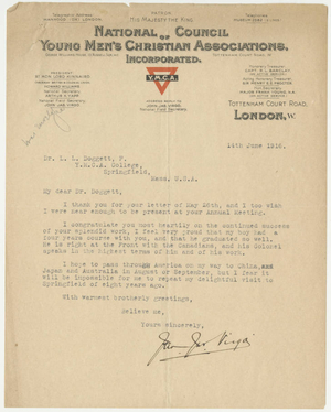 Letter from John James Virgo to Laurence L. Doggett (June 14, 1916)