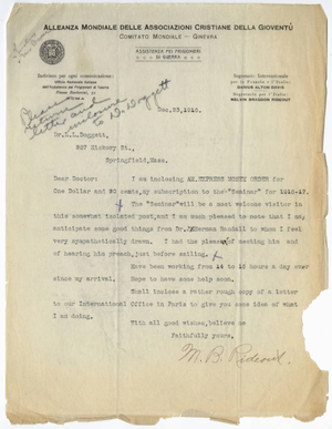 Letter from Melvin B. Rideout to Laurence L. Doggett (December 23, 1916)