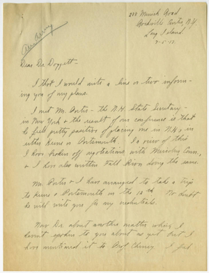 Letter from Ralph G. Leonard to Laurence L. Doggett (July 5, 1917)