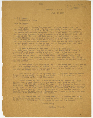 Typed copy of letter from Montagu F. Modder to Laurence L. Doggett (July 16, 1917)