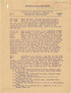 Industrial Course Newsletter (Vol. 1, No. 1), January 1923