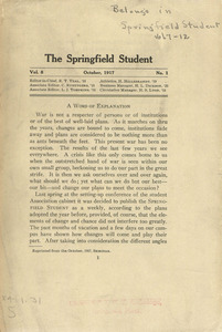 The Springfield Student (vol. 8, no. 1), October 1917 - Digital ...