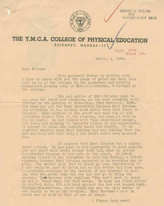 C. C. Abraham Memorial Letter (March 1, 1956)