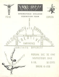 Springfield College Men's Gymnastics Team Flyer from Youngstown, OH in 1940