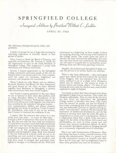Wilbert E. Locklin Inauguration Address (April 30, 1966)