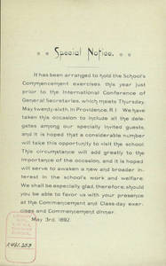 Special Note to the Secretaries' Conference, 1892