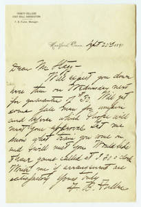 Letter to Amos Alonzo Stagg from Trinity College football Asociation dated September 23, 1891