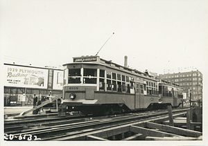 Streetcars in front of the Copley Square Hotel