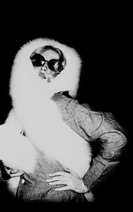 Candy Darling posing in fur