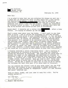 Correspondence from Rupert Raj to Lou Sullivan (February 26, 1990)