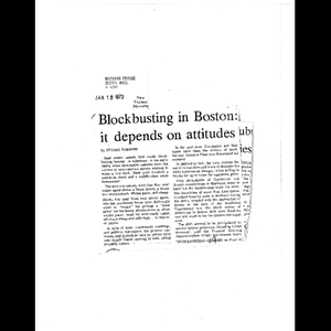 Photocopy of Mattapan Tribune article, Blockbusting in Boston