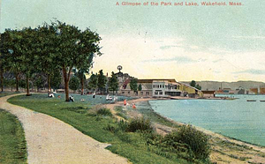 A glimpse of the park and lake, Wakefield, Mass.