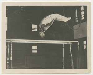 Henry Etheridge on the parallel bars (August 3, 1950)