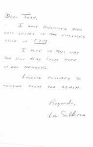 Correspondence from Lou Sullivan to Jean Aarle