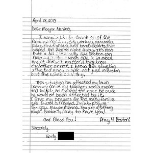 Letter to Boston from a Mount Olive High School student (Mount Olive, Illinois)