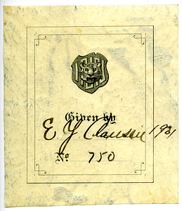 Given by E.Y. Clauseu 1901 no.750