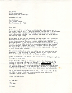 Letter from Bet Power to Lou Sullivan (November 29, 1990)