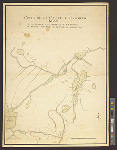 Copie de la carte de Monsieur Klam ou l'on voit les sources e la riviere d'Orange suivant de nouvelles observation