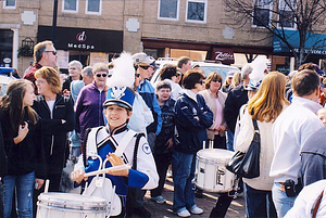 Myself with marching snare in Meggan Duggan Parade